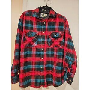Vintage Northwest Territory Men's Plaid Button Up Long Sleeve Shirt Sz Large Red